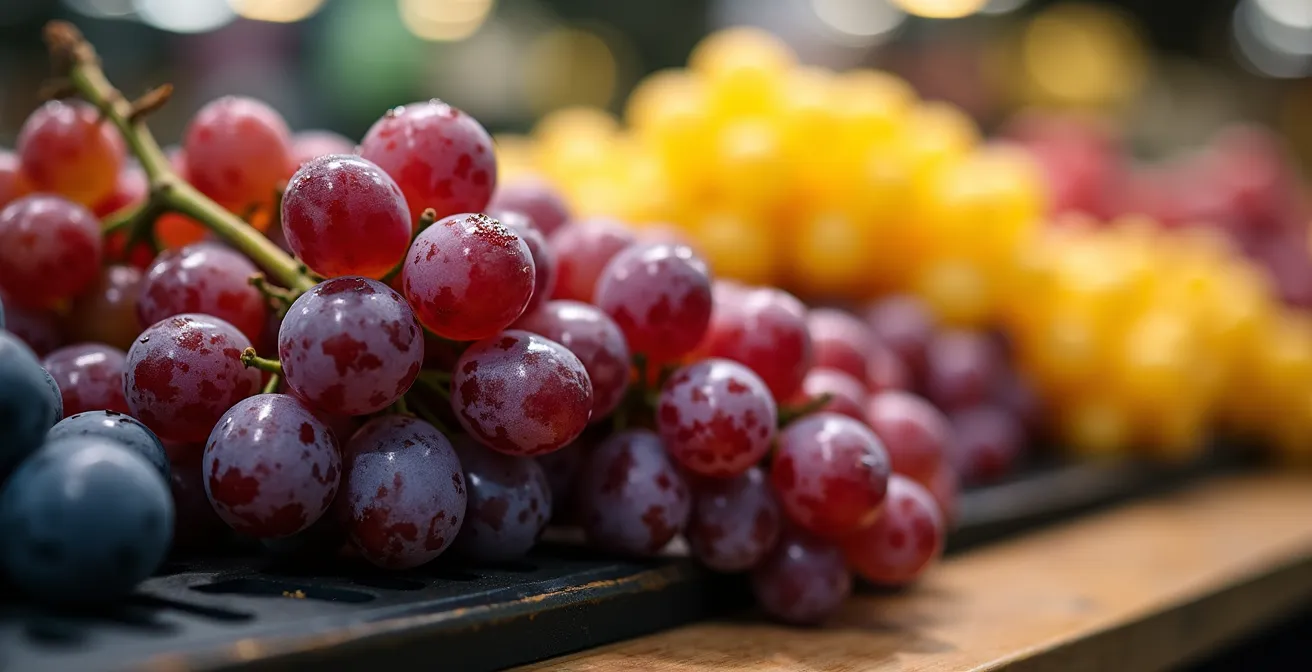 Close-up macro shot of fresh produce with extreme shallow depth of field in northern grocery store setting