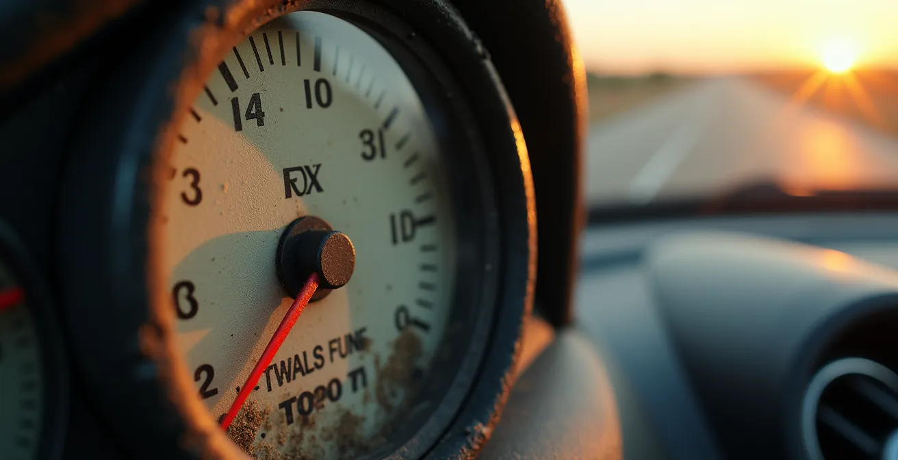 Isolated gas station along empty Canadian highway at dusk