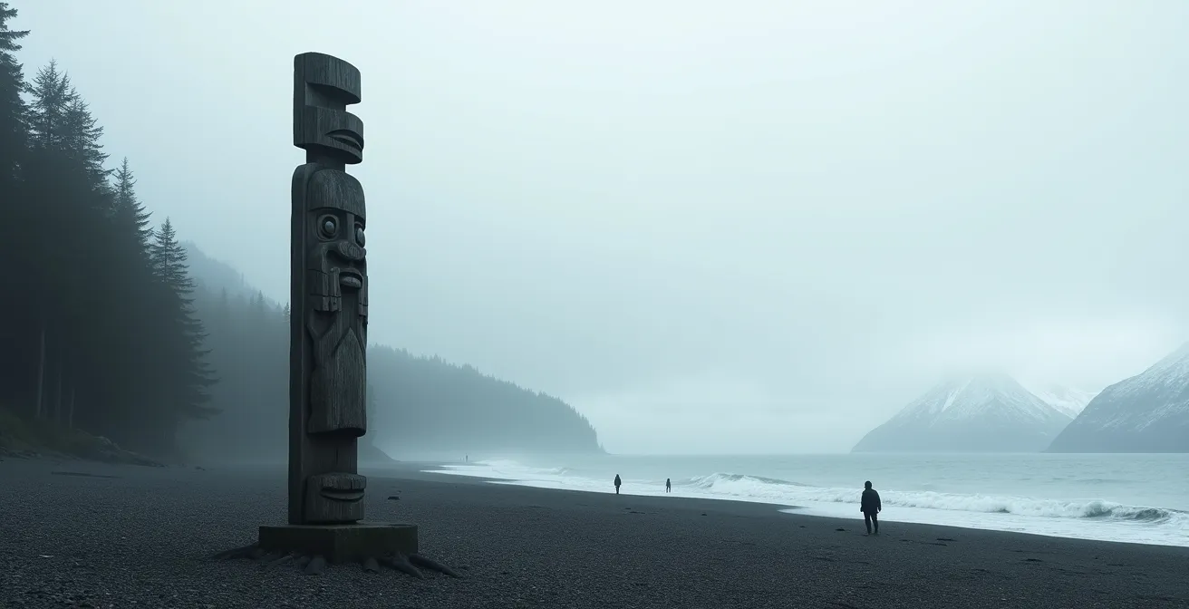 Wide panoramic view showcasing the dramatic contrast between Haida Gwaii's coastal forests and Torngat Mountains' arctic wilderness
