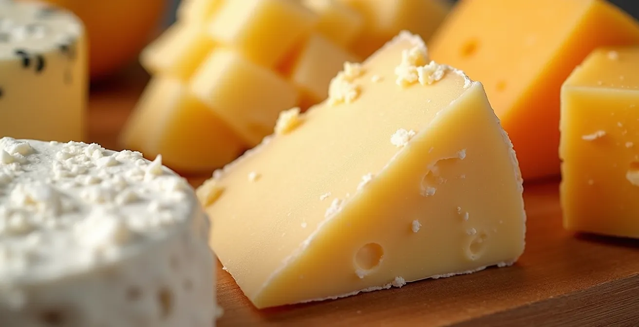 Diverse selection of Quebec cheeses arranged for tasting at festival